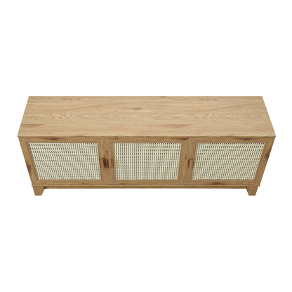 Drift 63" Faux Cane Storage TV Stand - Multiple Color Options