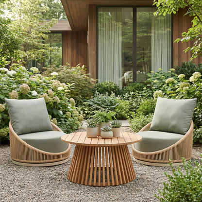 ReForm Creative Home Prairie Outdoor Swivel Chair - Natural. Free Delivery-USA & CANADA