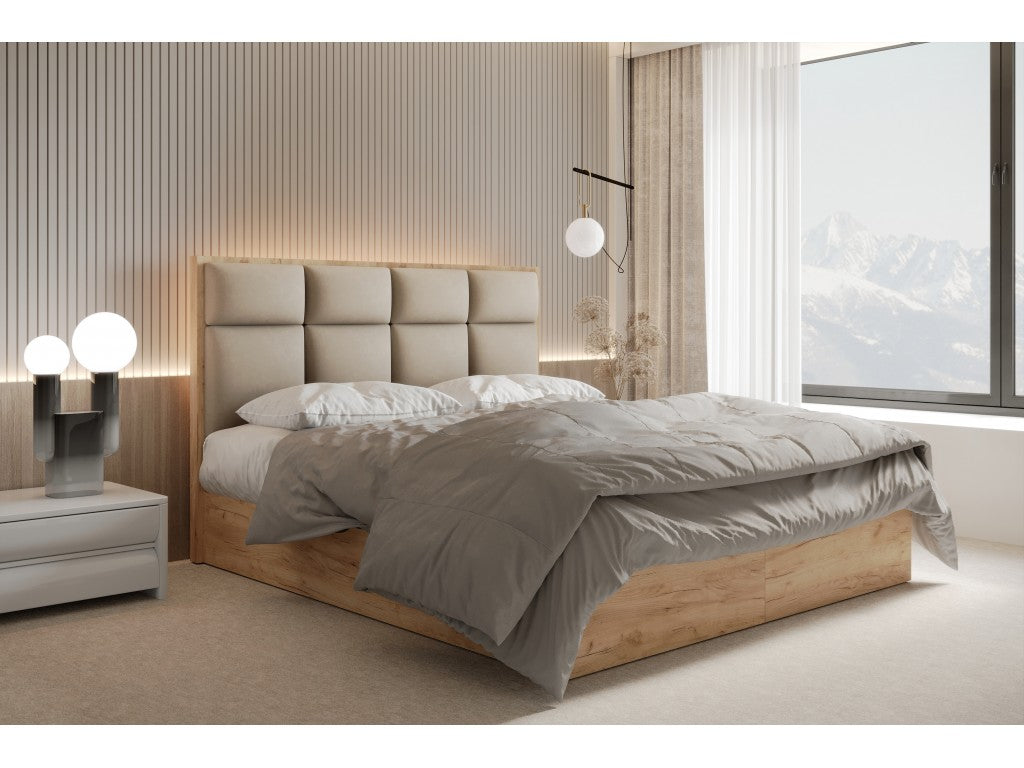 ReForm Creative Home Selva Upholstered Lift Storage Platform Bed - Beige Free Delivery USA & Canada
