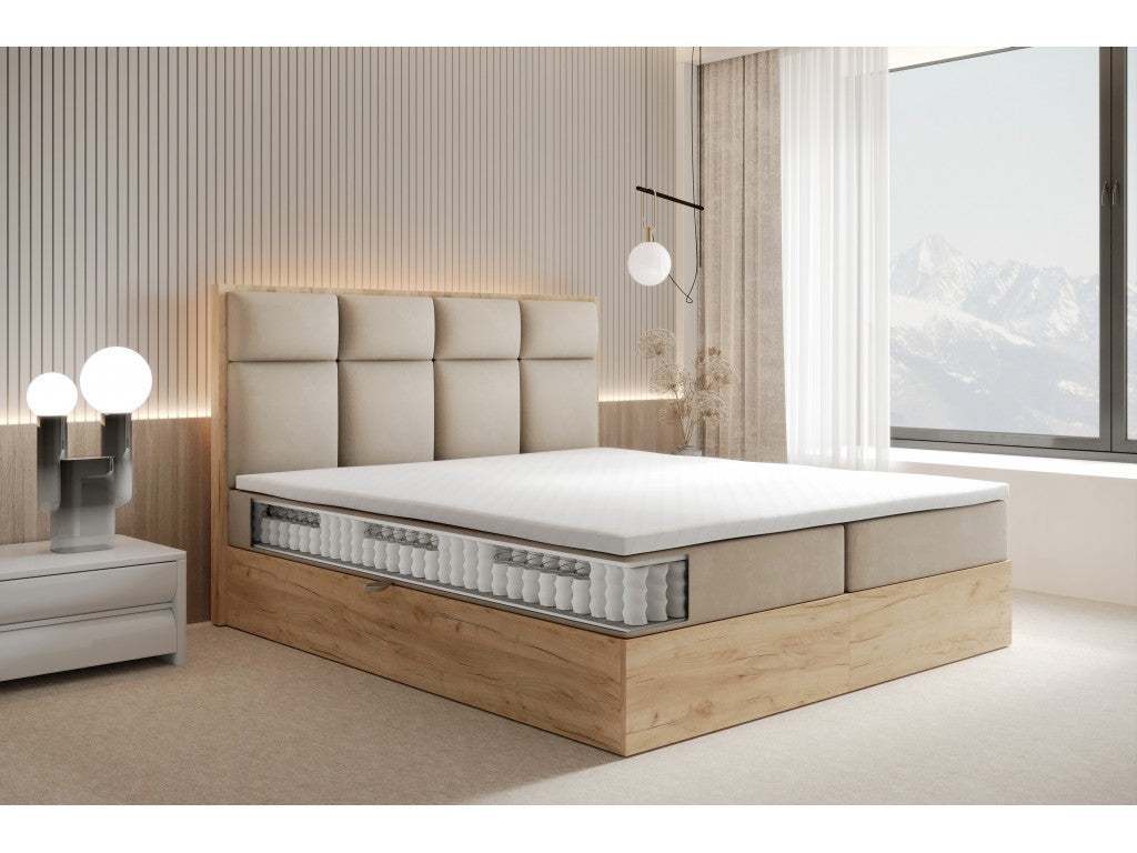ReForm Creative Home Selva Upholstered Lift Storage Platform Bed - Beige Free Delivery USA & Canada
