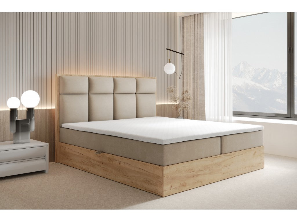 ReForm Creative Home Selva Upholstered Lift Storage Platform Bed - Beige Free Delivery USA & Canada
