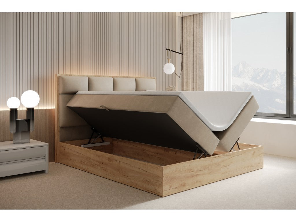 ReForm Creative Home Selva Upholstered Lift Storage Platform Bed - Beige Free Delivery USA & Canada
