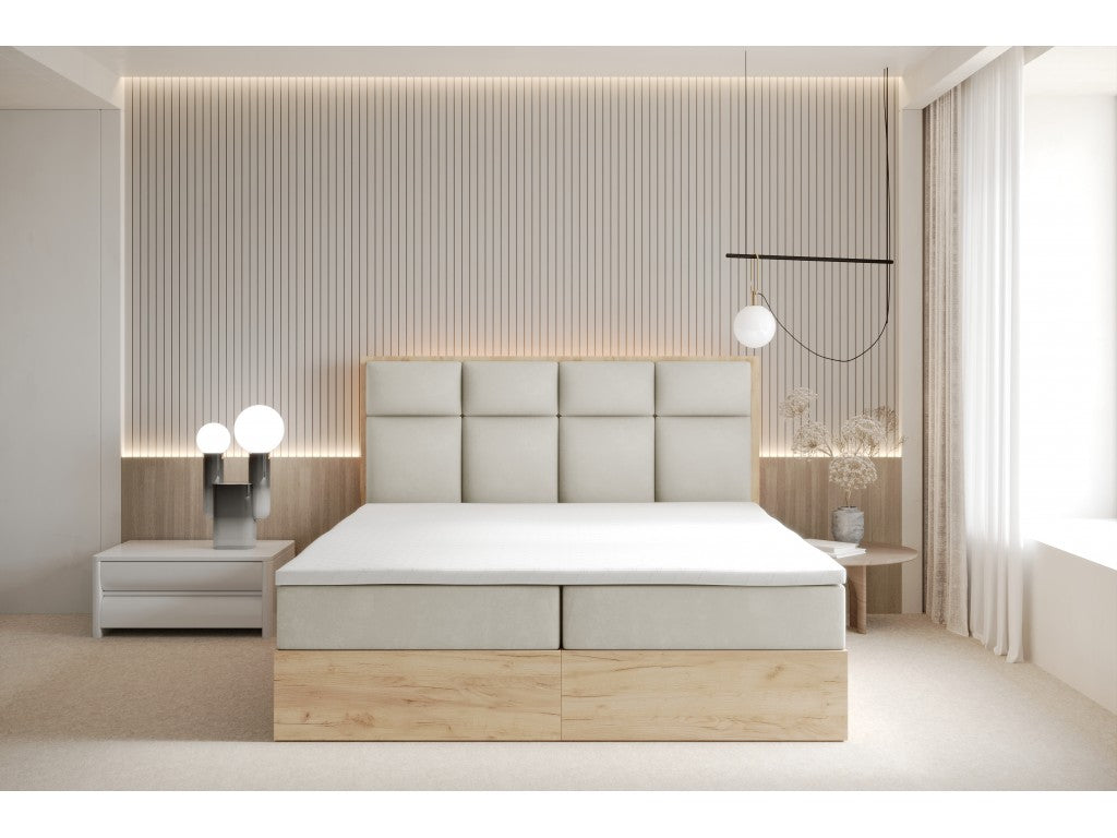 ReForm Creative Home Selva Upholstered Lift Storage Platform Bed - Cream Free Delivery USA & Canada