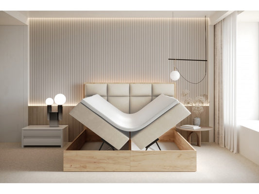 Selva Upholstered Lift Storage Platform Bed - Cream