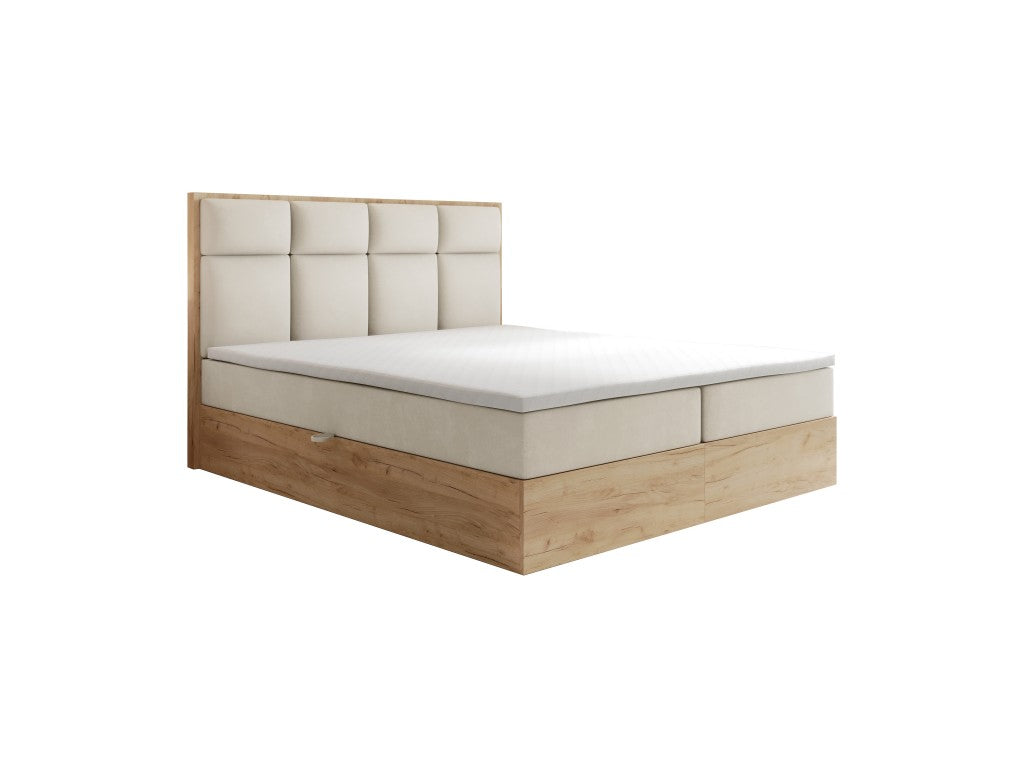 ReForm Creative Home Selva Upholstered Lift Storage Platform Bed - Cream Free Delivery USA & Canada