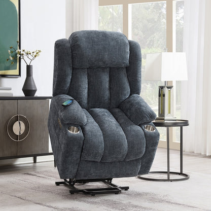 ReForm Creative Home Krabi navy blue power recliner with lift, heating and massage