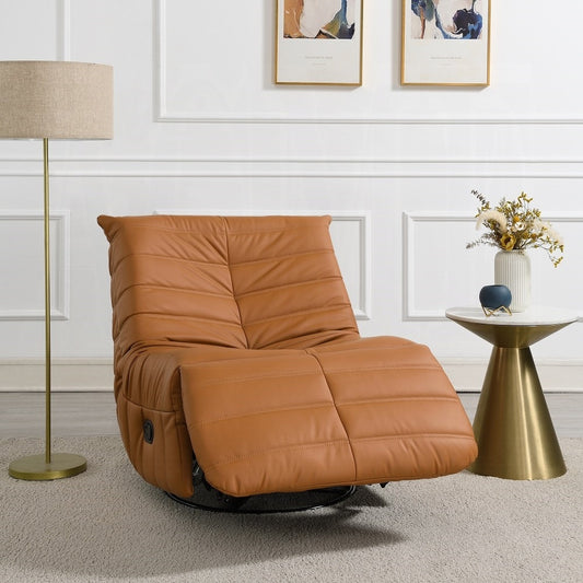 Brasov Swivel Faux Leather Recliner Accent Chair - Burnt Orange