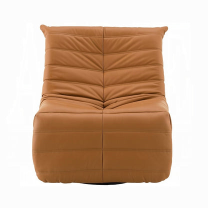 Brasov Swivel Faux Leather Recliner Accent Chair - Burnt Orange