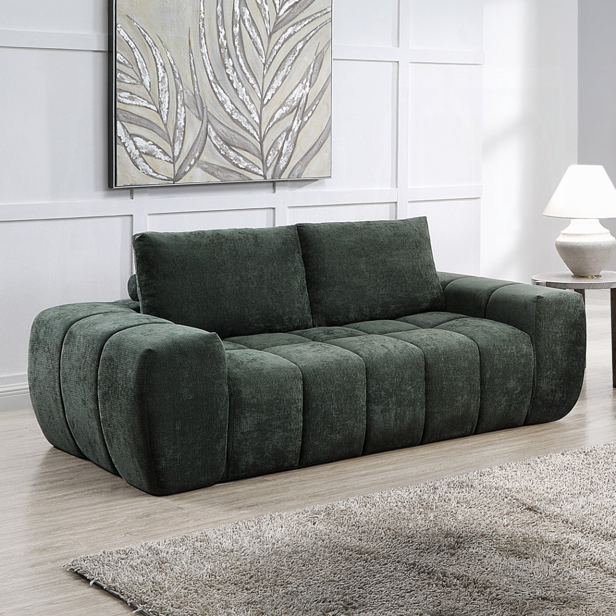 ReForm Creative Home Cushy Condo Size 2 & 3 Seater Plush Sofas - Dark Green-Free Delivery-USA & CANADA