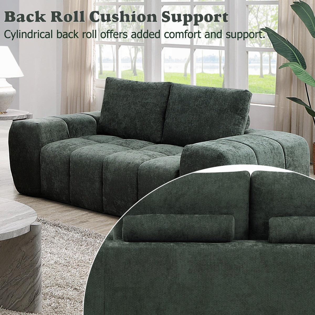 ReForm Creative Home Cushy Condo Size 2 & 3 Seater Plush Sofas - Dark Green-Free Delivery-USA & CANADA