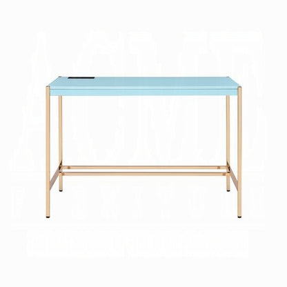 Lunar Elegant Multi-Purpose Desk w/USB Port - Aqua/Gold