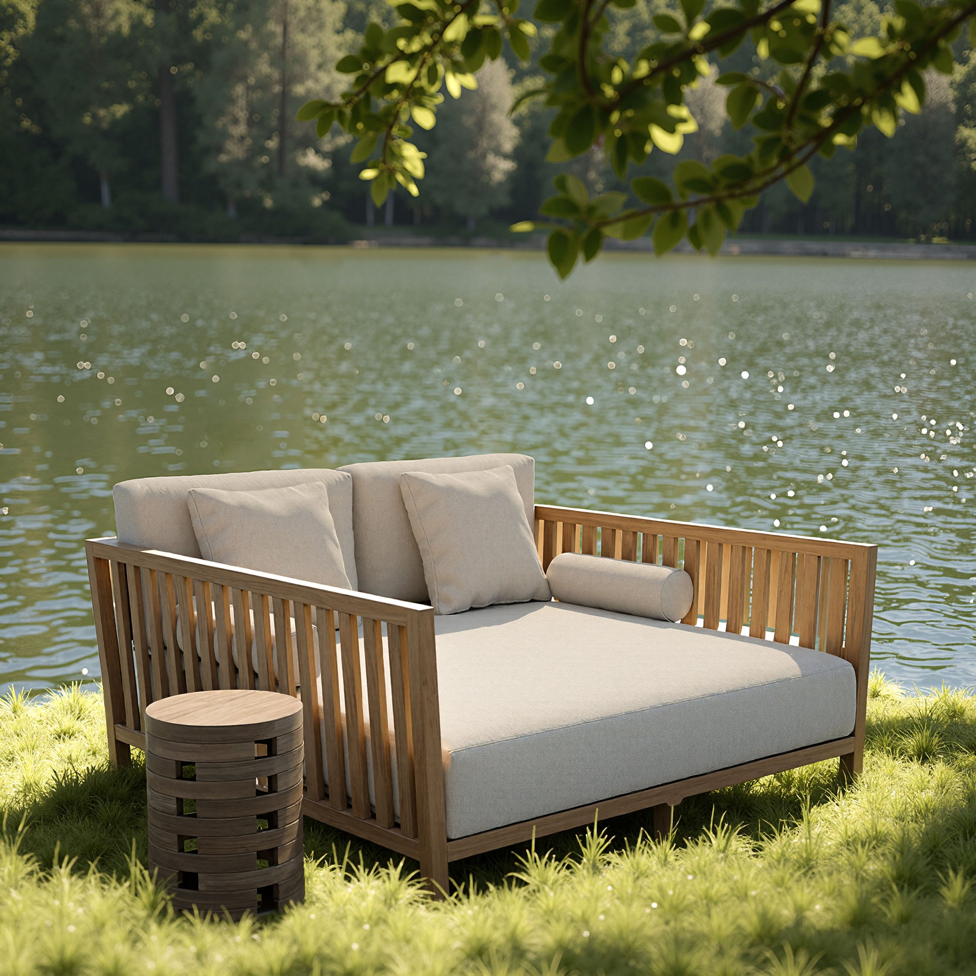 ReForm Creative Home Sunhaven Indoor/Outdoor Daybed Lounger - Taupe. Free Delivery-USA & CANADA