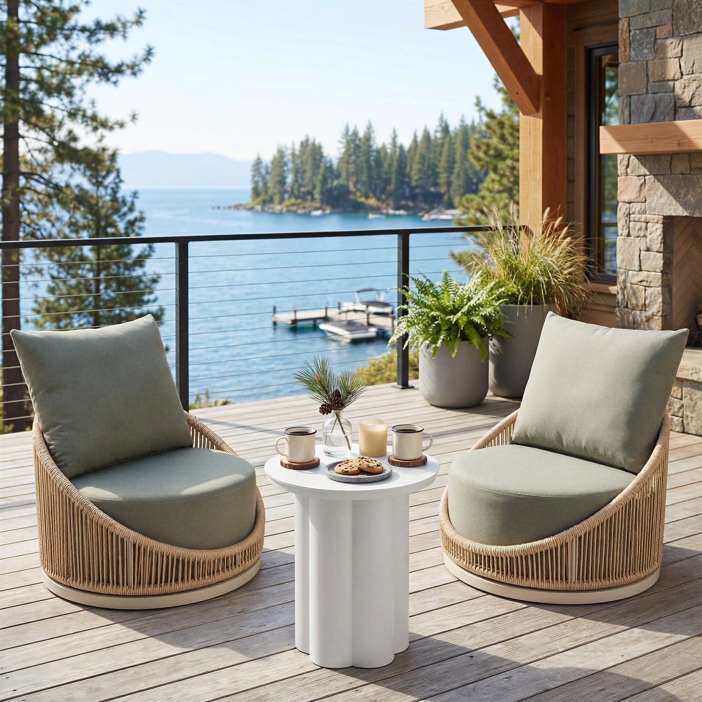 ReForm Creative Home Prairie Outdoor Swivel Chair - Natural. Free Delivery-USA & CANADA