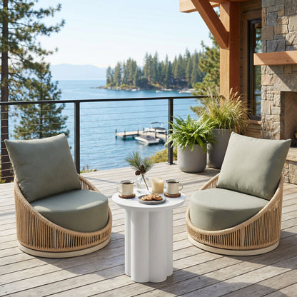 ReForm Creative Home Prairie Outdoor Swivel Chair - Natural. Free Delivery-USA & CANADA